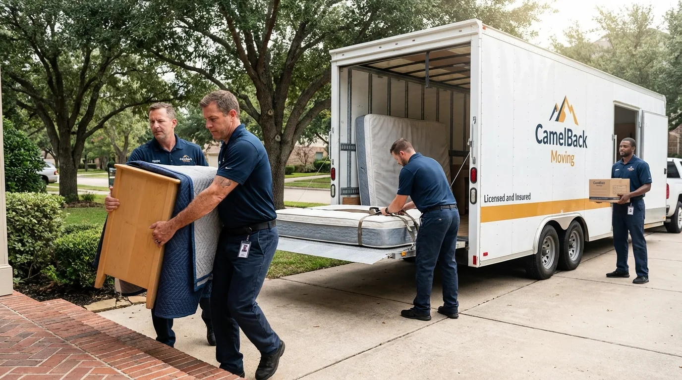 Crew loading residential truck for cross-state move from Groveport, OH