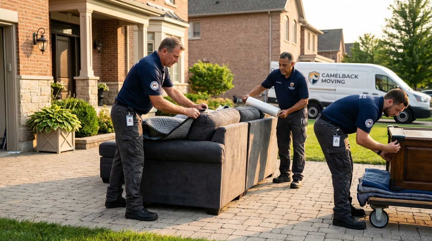 Large estate moving crew wrapping furniture in Groveport, OH