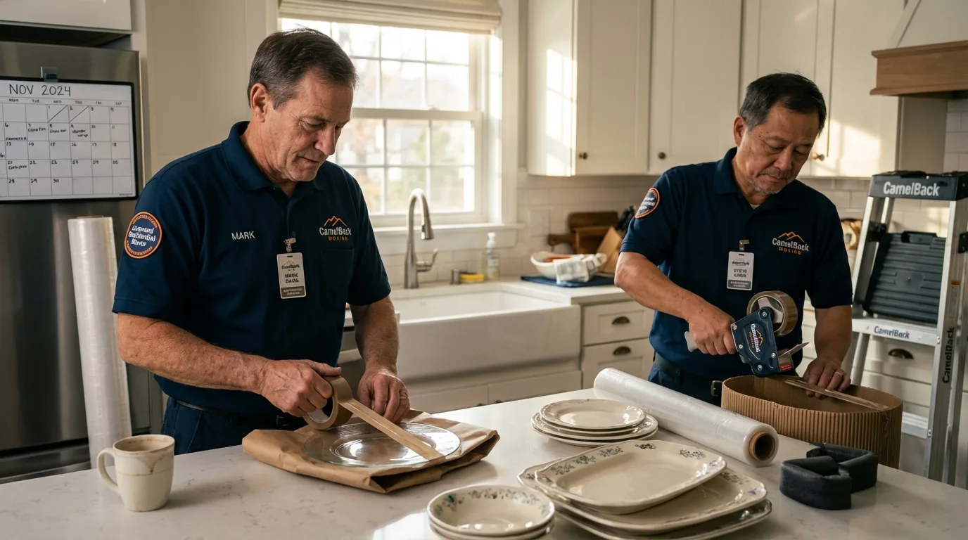 Professional crew packing kitchen dishware in Groveport, OH